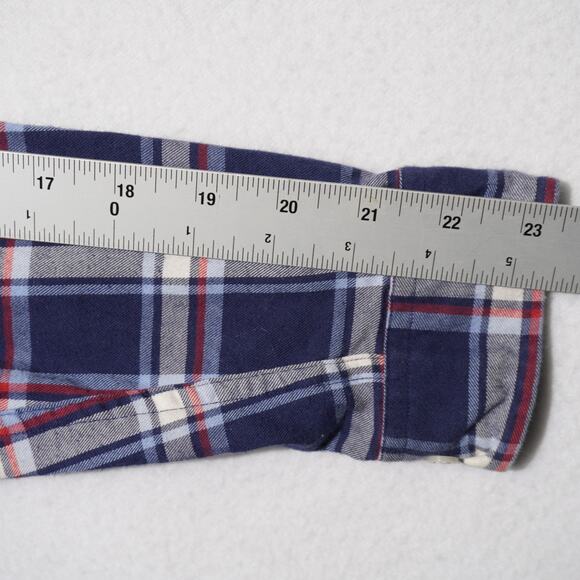 Brooks Brothers Red Fleece Plaid Flannel Shirt Youth Large Blue Cotton Button Up - Picture 8 of 9